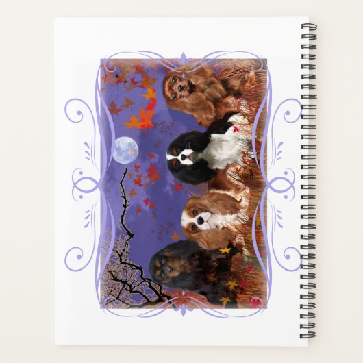 Groep van 4 Koning Charles Cavalier Spaniels Plann Planner (Achterkant)