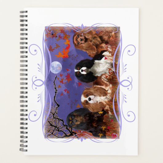 Groep van 4 Koning Charles Cavalier Spaniels Plann Planner (Voorkant)