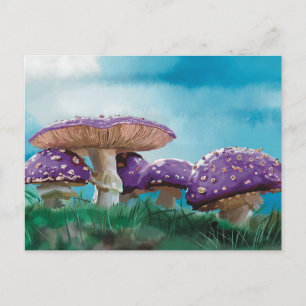 Groep van 4 Paarse Paddestoelen Briefkaart