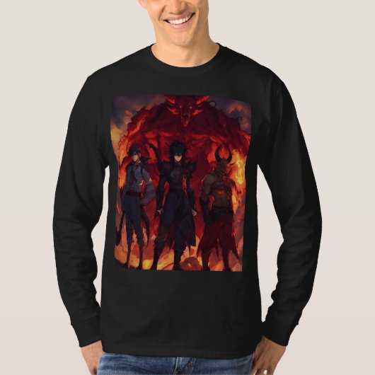 Groep van 5 demon pic print t-shirt (Voorkant)