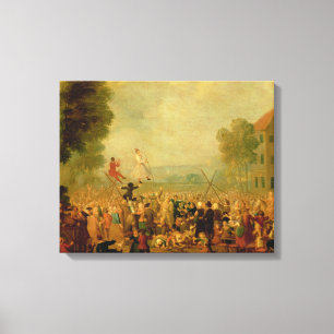 Groep van Actoren die op een Tightrope Canvas Afdruk