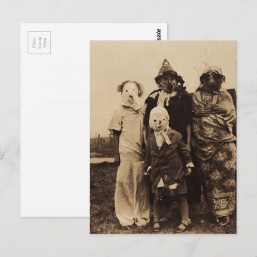 Groep van Creepy Briefkaart (Voorkant / Achterkant)