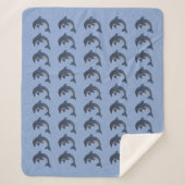 Groep van Cute Deep Blue en white Jumping Dolphins Sherpa Deken (Voorkant)