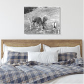 Groep van Deer bij de Foto van de Hete van Kwestie Canvas Afdruk (Insitu (Slaapkamer))