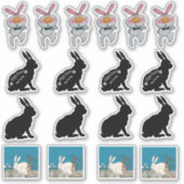 Groep van Diverse Paashaas Konijnen Wit Zwart Sticker (Voorkant)