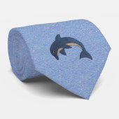 Groep van Donkerblauwe en witte dolfijnen Stropdas (Opgerold)