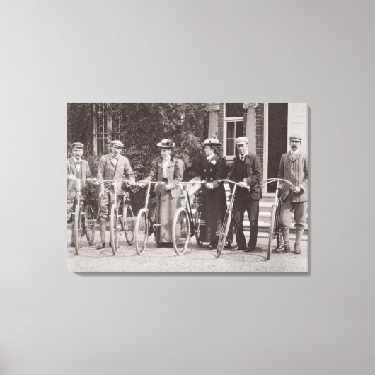 Groep van Edwardiaanse fietsers, begin jaren 1900  Canvas Afdruk (Voorkant)