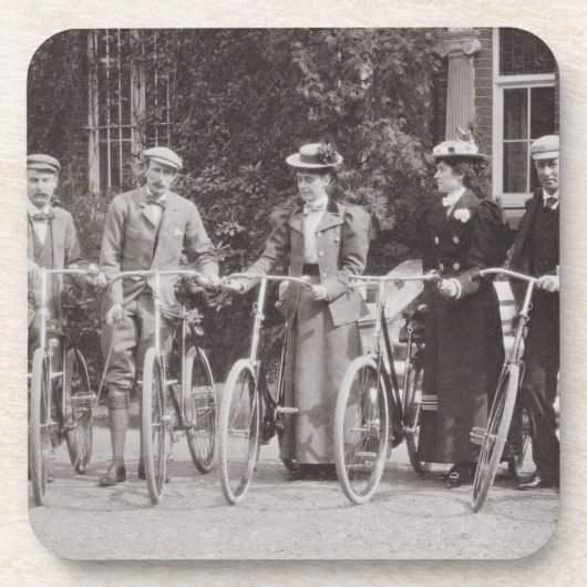 Groep van Edwardiaanse fietsers, begin jaren 1900 Onderzetter (Voorkant)