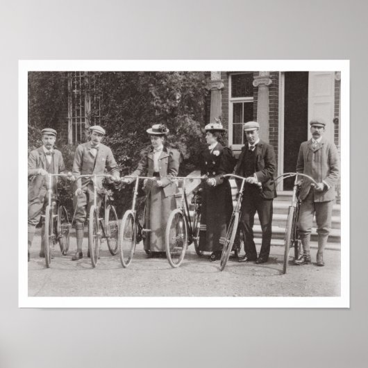 Groep van Edwardiaanse fietsers, begin jaren 1900  Poster (Voorkant)