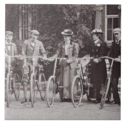 Groep van Edwardiaanse fietsers, begin jaren 1900 Tegeltje (Voorkant)