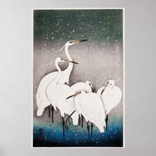 Groep van Egrets door Ohara Koson (1925-1936) Poster (Voorkant)