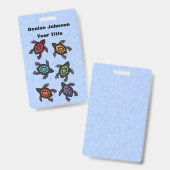 Groep van Fantasy Turtles Kleurrijke Gemarkeerde S Badge (Voor- en achterkant)