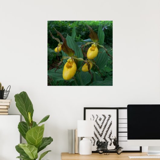 Groep van gouden damesbloemen poster (Thuiskantoor)