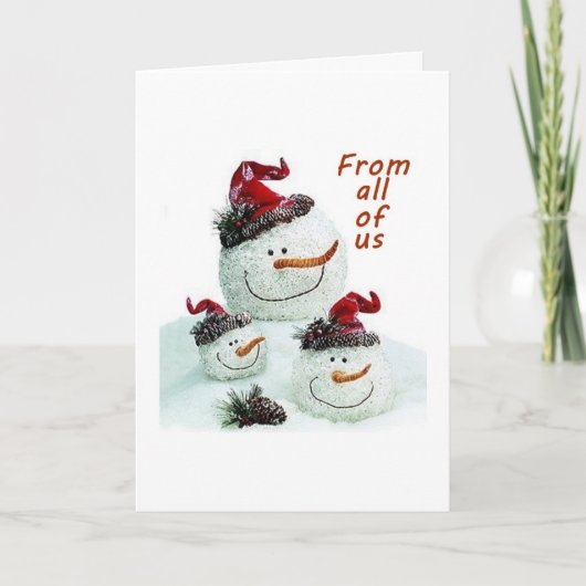 GROEP VAN HOOGSTE SNOWMAN HOLIDAY CARD FEESTDAGEN KAART (Voorkant)