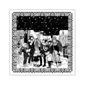 Groep van kerst carolers muzikanten op straat rubberstempel (Afrduk)