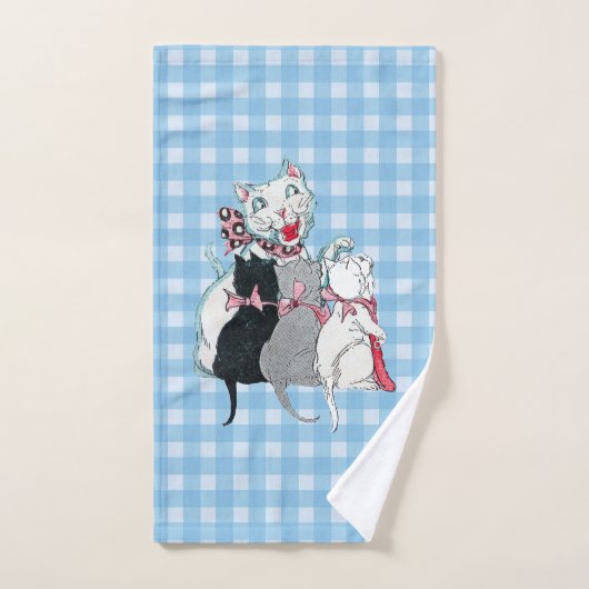 Groep van Kittens Met Moeder Kat Roze Bogen Plaid Handdoek (Handdoek)