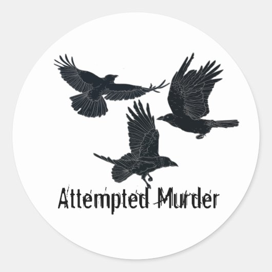 Groep van Kroes Murder Birds Black Silhouette Ronde Sticker (Voorkant)