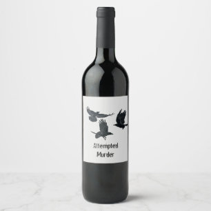 Groep van Kroes Murder Birds Black Silhouette Wijn Etiket