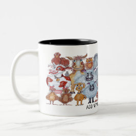 Groep van lachende dieren cartoon tweekleurige koffiemok