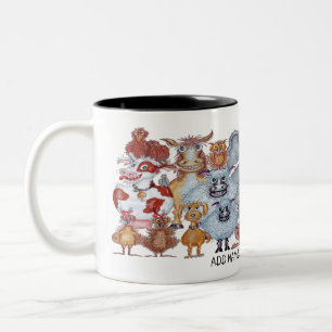 Groep van lachende dieren cartoon tweekleurige koffiemok