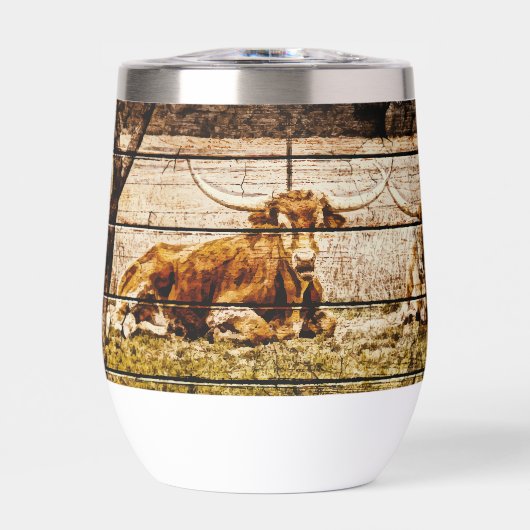 Groep van Longhorns die in Gebied Noodlijdend Hout (Voorkant)