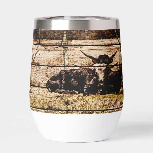 Groep van Longhorns die in Gebied Noodlijdend Hout (Achterkant)