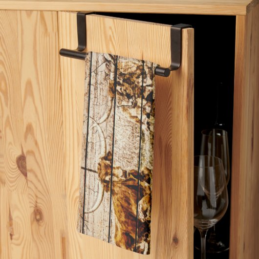 Groep van Longhorns die in Gebied Noodlijdend Hout Theedoek (Derde Gevouwen)