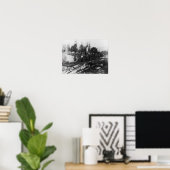 Groep van Lumberjacks op grote logboekfoto's Poster (Thuiskantoor)