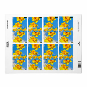 Groep van narcissen gouden medaille bloemen etiket