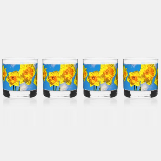 Groep van narcissen gouden medaille bloemen whisky glas (Links)
