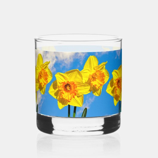 Groep van narcissen gouden medaille bloemen whisky glas (Voorkant)