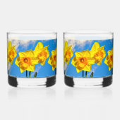 Groep van narcissen gouden medaille bloemen whisky glas (Voorkant)