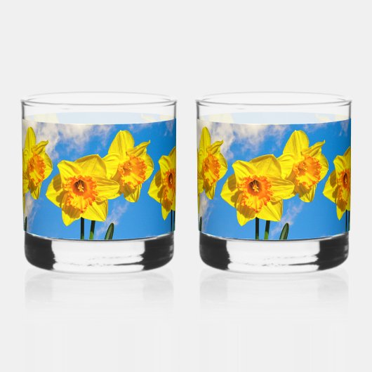 Groep van narcissen gouden medaille bloemen whisky glas (Voorkant)