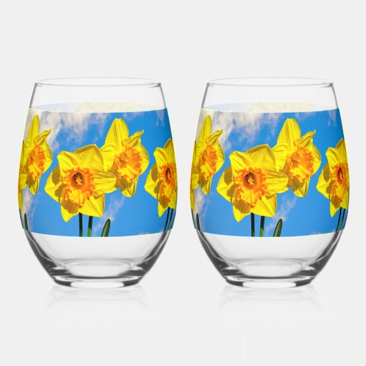 Groep van narcissen gouden medaille bloemen wijnglas zonder voet (Achterkant)