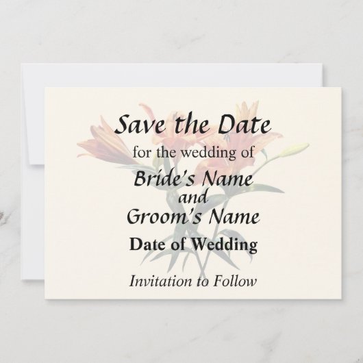Groep van oranje lelies save the date (Voorkant)