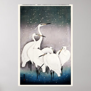 Groep van Reigers Japanse Fijne Kunstprint Thuis Poster