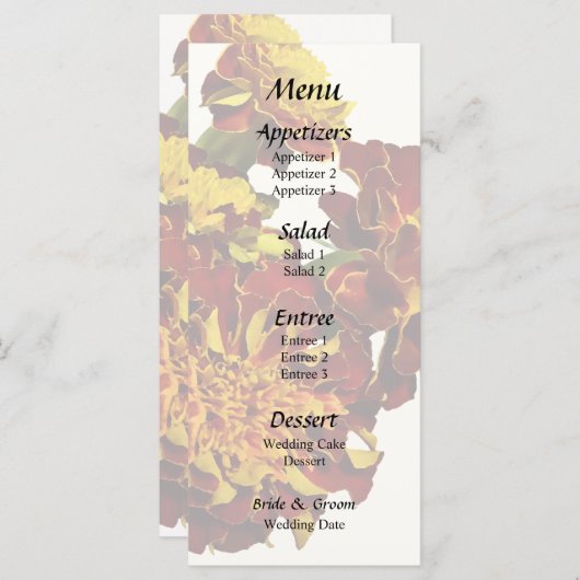 Groep van verschillende soorten Marigolds Menu (Voorkant / Achterkant)