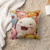 Groep van zachte, gelukkige wezens in pastels kussen (Deken)