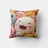Groep van zachte, gelukkige wezens in pastels kussen (Achterkant)