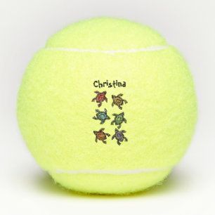 Groep van Zwarte Abstract Schildpadden Kleurrijke Tennisballen