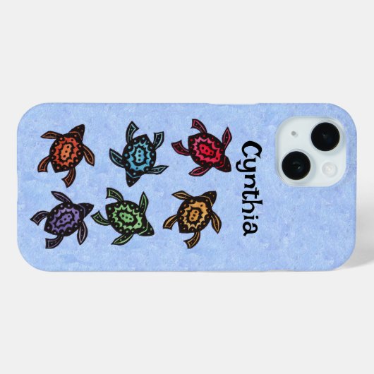 Groep van Zwarte Abstracte schildpadden Kleurrijke Case-Mate iPhone Case (Achterkant (horizontaal))