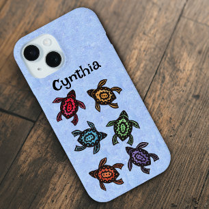 Groep van Zwarte Abstracte schildpadden Kleurrijke iPhone 15 Case