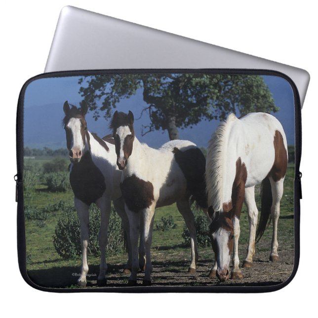 Groep verf paarden laptop sleeve (Voorkant)