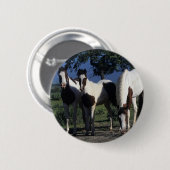 Groep verf paarden ronde button 5,7 cm (Voorkant /achterkant)