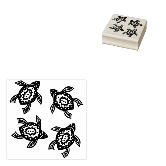 Groep vier Abstracte markeringen op schildpadden Rubberstempel (Gestempeld)