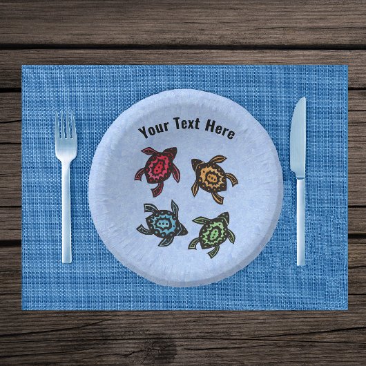 Groep Vier Schildpadden Abstract Kleurrijke Schelp Papieren Kommen