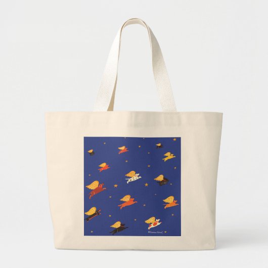 groep vliegende honden — Stephen Huneck Grote Tote Bag (Voorkant)