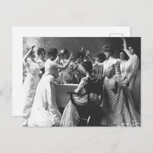 Groep vrouwen in de vroege jaren 1900 Champagne To Briefkaart (Voorkant / Achterkant)