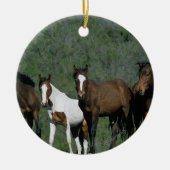 Groep wilde Mustang Paarden Keramisch Ornament (Voorkant)