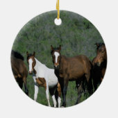 Groep wilde Mustang Paarden Keramisch Ornament (Achterkant)
